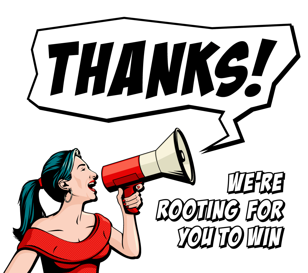 Thumbs Up with text saying Awesome! Thanks for Voting