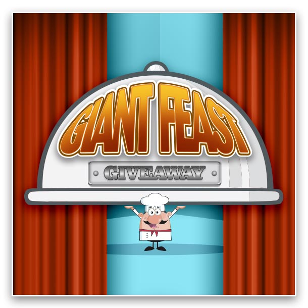 Giveaway_LogoGraphic Image of the Giant Feast Giveaway logo graphic showing a chef holding a giant tray with the words Giant Feast Giveaway