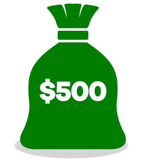 Image of a money bag with $500