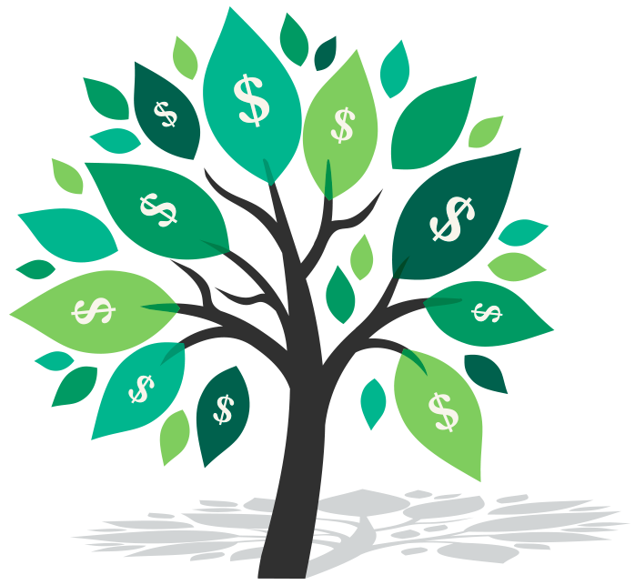 Image of a tree with dollar signs on the leaves