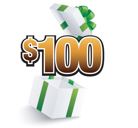 Graphic representing the $100 prize in our Dollar Days in December Giveaway