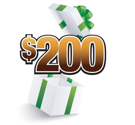 Graphic representing the $200 prize in our Dollar Days in December Giveaway
