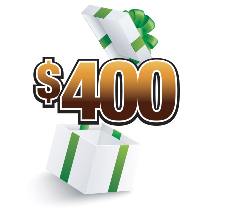 Graphic representing the $400 prize in our Dollar Days in December Giveaway